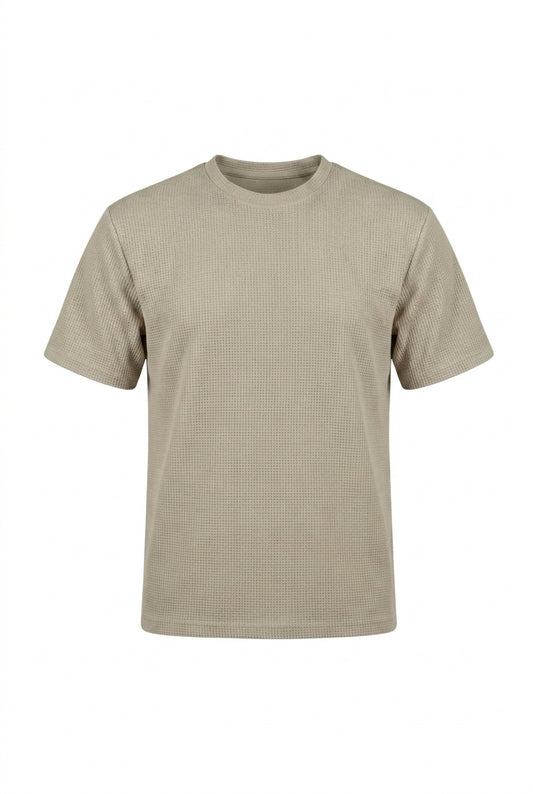 Hombres Camiseta con cuello redondo y textura de nido de abeja-t-shirt for men-Casaluzia