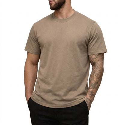 Hombres Camiseta de corte ajustado con cuello redondo y manga corta-t-shirt for men-Casaluzia