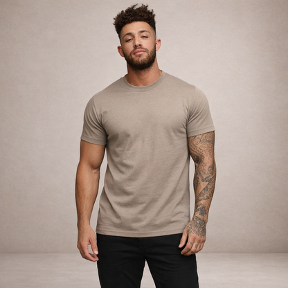 Hombres Camiseta de corte ajustado con cuello redondo y manga corta-t-shirt for men-Casaluzia