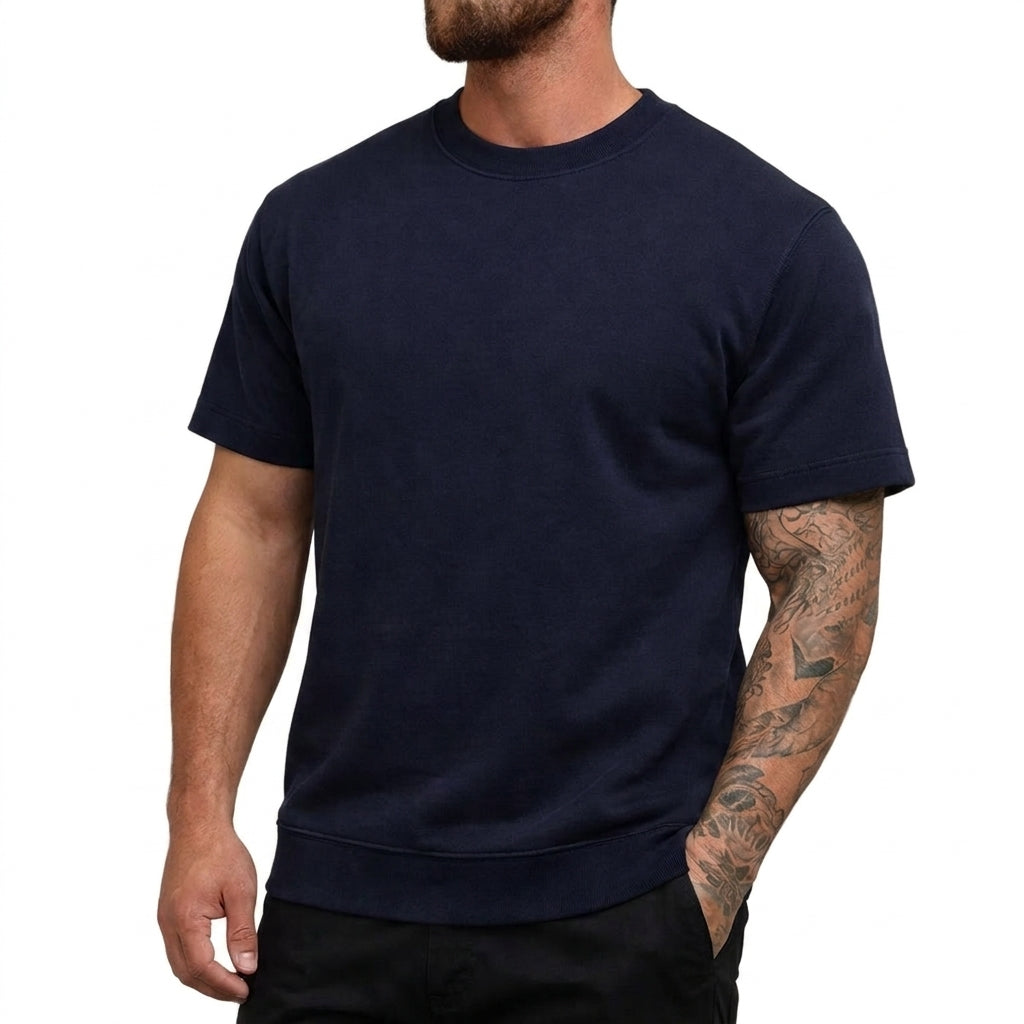 Hombres Camiseta de corte ajustado con cuello redondo y manga corta-t-shirt for men-Casaluzia