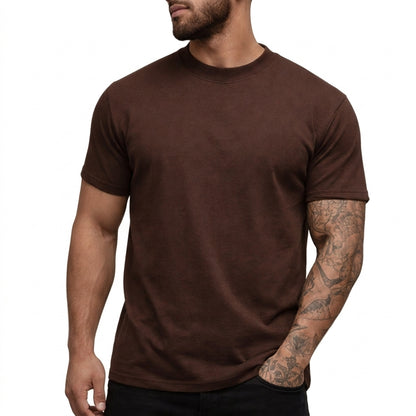 Hombres Camiseta de corte ajustado con cuello redondo y manga corta-t-shirt for men-Casaluzia