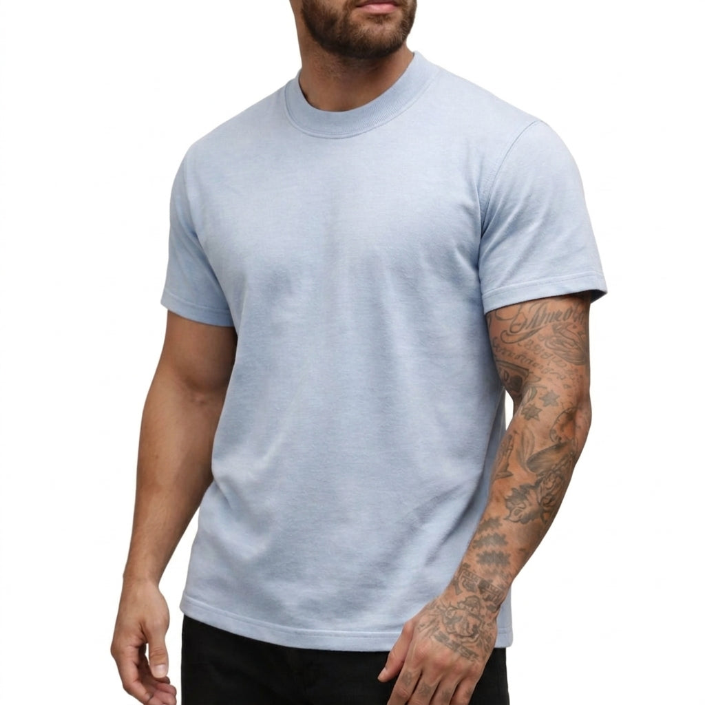 Hombres Camiseta de corte ajustado con cuello redondo y manga corta-t-shirt for men-Casaluzia