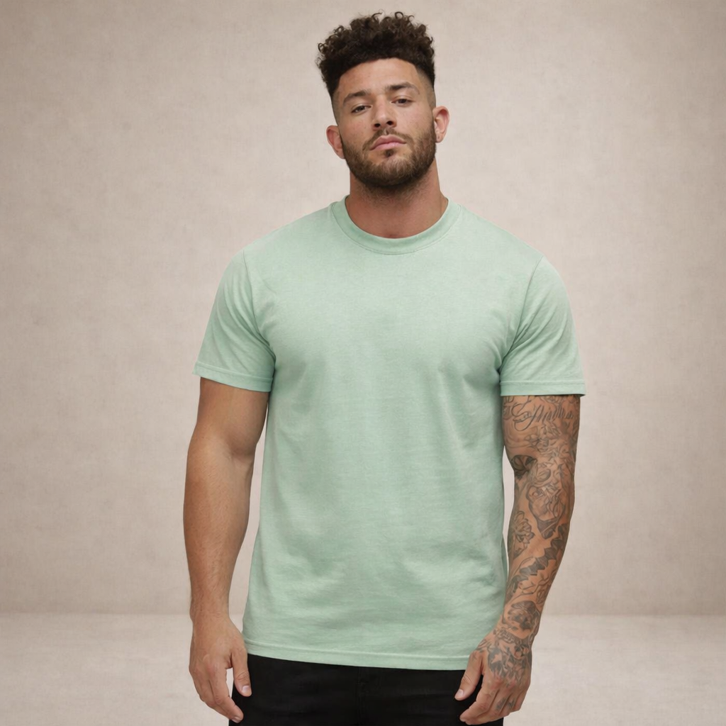 Hombres Camiseta de corte ajustado con cuello redondo y manga corta-t-shirt for men-Casaluzia