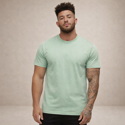 Hombres Camiseta de corte ajustado con cuello redondo y manga corta-t-shirt for men-Casaluzia