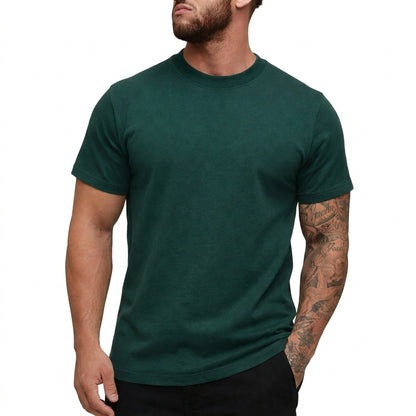 Hombres Camiseta de corte ajustado con cuello redondo y manga corta-t-shirt for men-Casaluzia