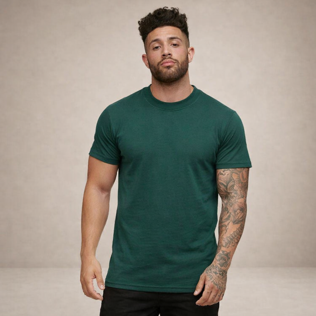 Hombres Camiseta de corte ajustado con cuello redondo y manga corta-t-shirt for men-Casaluzia