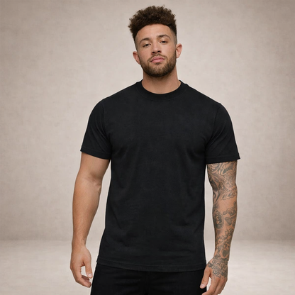 Hombres Camiseta de corte ajustado con cuello redondo y manga corta-t-shirt for men-Casaluzia