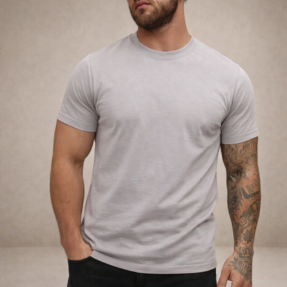 Hombres Camiseta de corte ajustado con cuello redondo y manga corta-t-shirt for men-Casaluzia