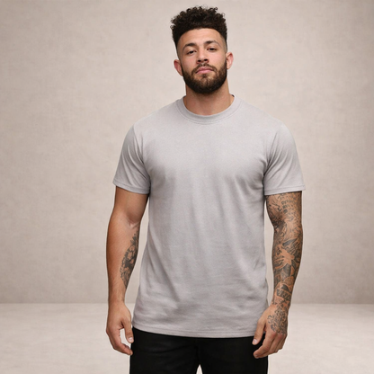 Hombres Camiseta de corte ajustado con cuello redondo y manga corta-t-shirt for men-Casaluzia