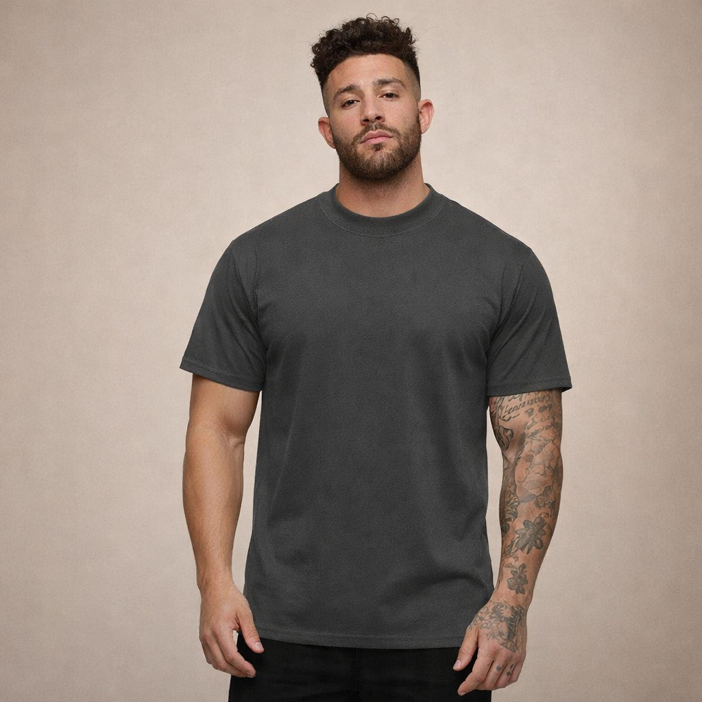 Hombres Camiseta de corte ajustado con cuello redondo y manga corta-t-shirt for men-Casaluzia