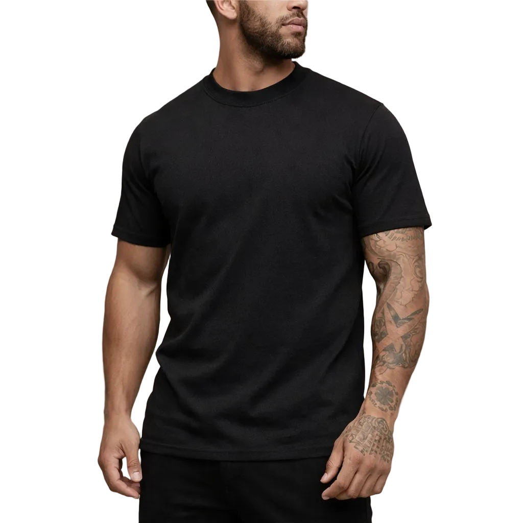 Hombres Camiseta de corte ajustado con cuello redondo y manga corta-t-shirt for men-Casaluzia