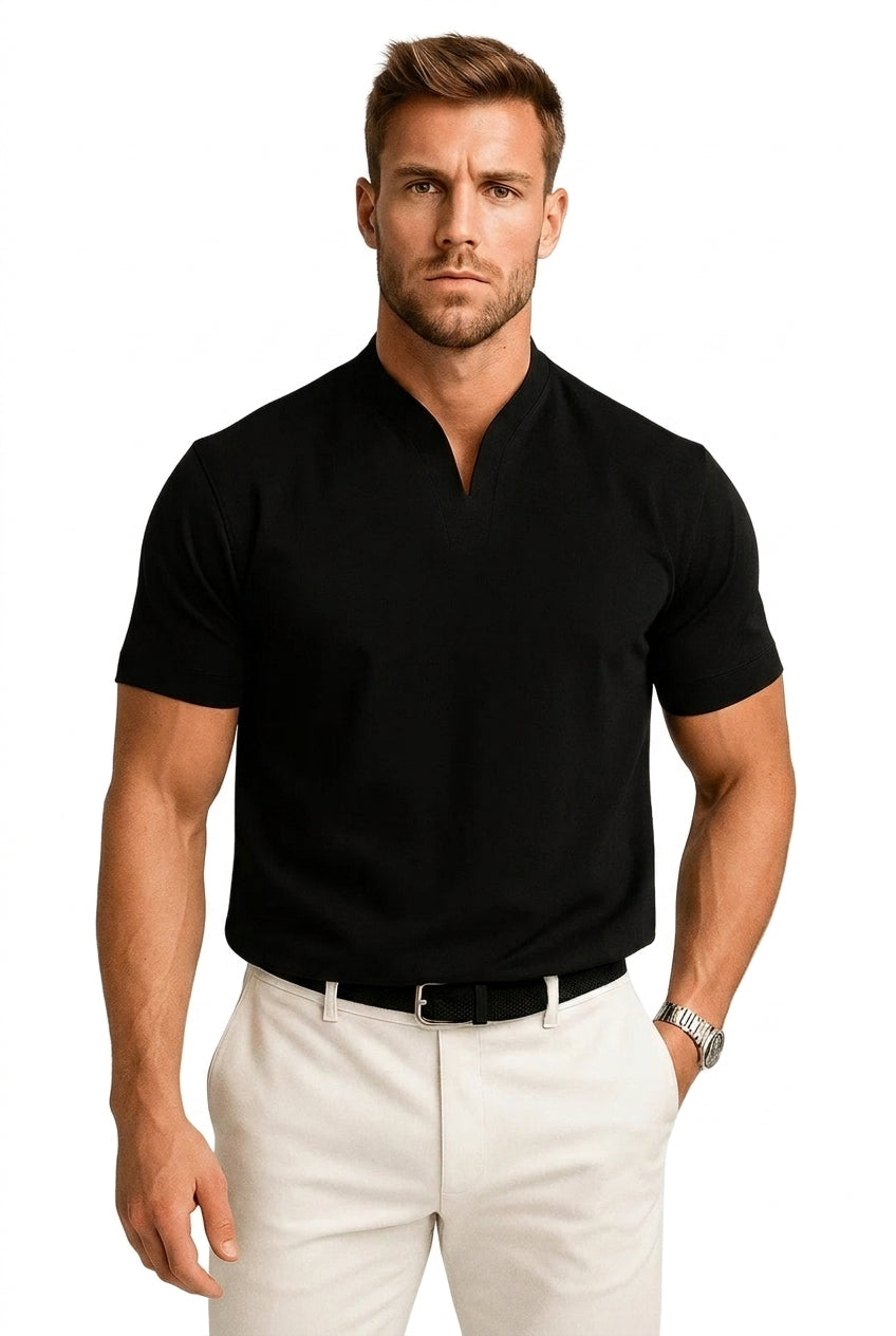 Hombres Camiseta de Manga Corta con Cuello con Muesca-Shirts for men-Casaluzia
