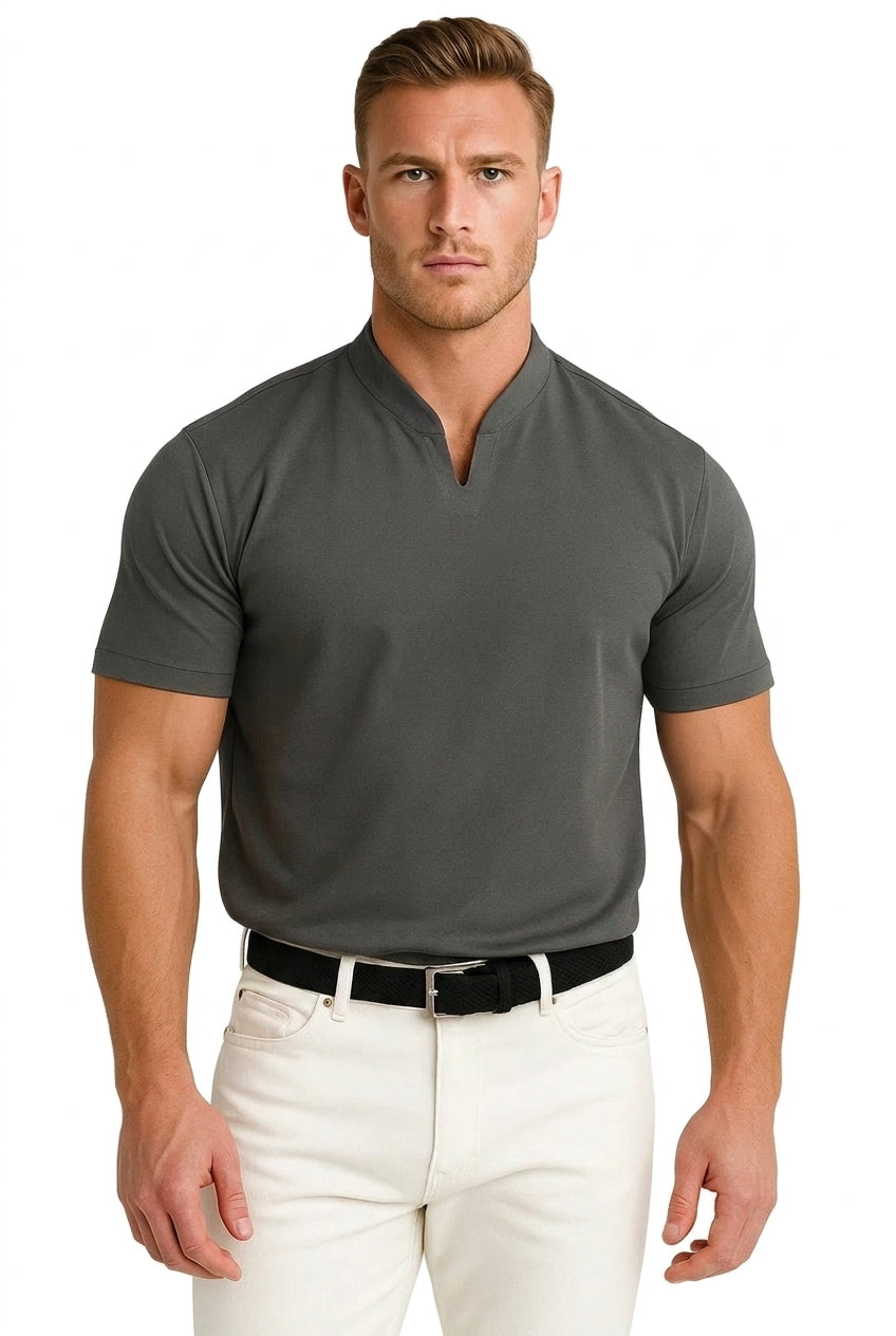 Hombres Camiseta de Manga Corta con Cuello con Muesca-Shirts for men-Casaluzia