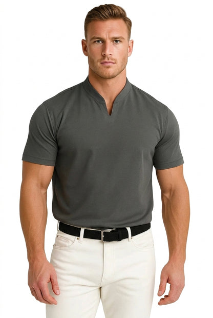 Hombres Camiseta de Manga Corta con Cuello con Muesca-Shirts for men-Casaluzia