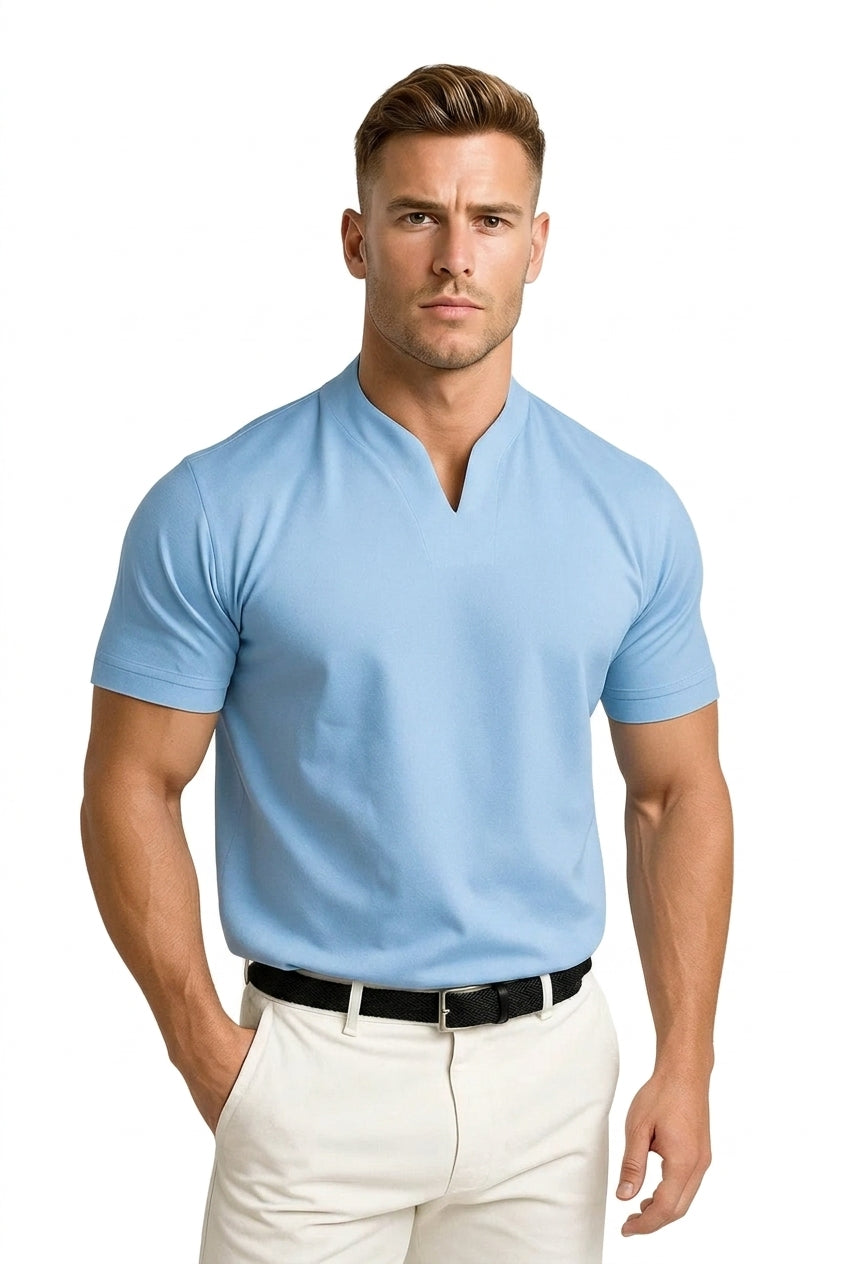Hombres Camiseta de Manga Corta con Cuello con Muesca-Shirts for men-Casaluzia