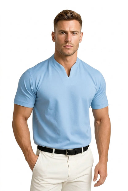 Hombres Camiseta de Manga Corta con Cuello con Muesca-Shirts for men-Casaluzia