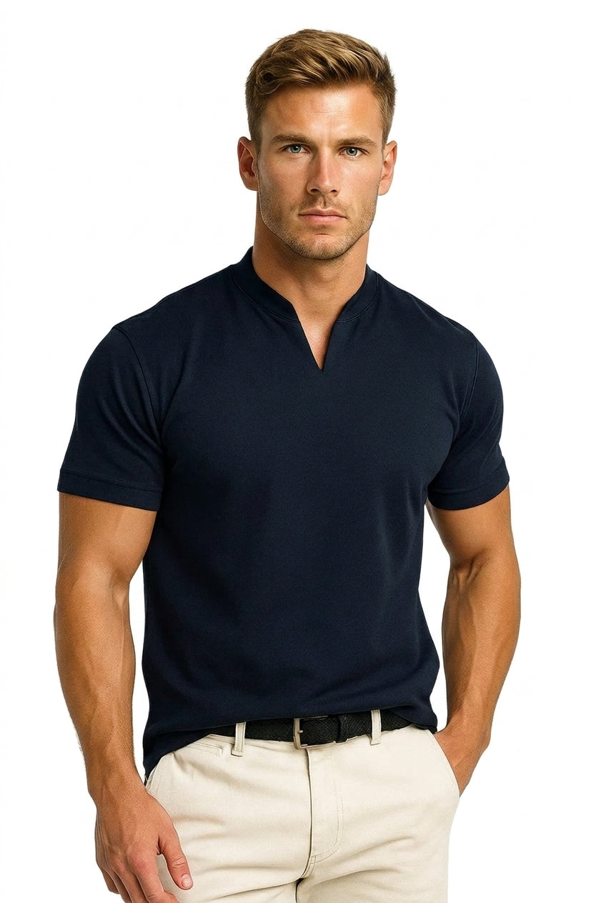 Hombres Camiseta de Manga Corta con Cuello con Muesca-Shirts for men-Casaluzia