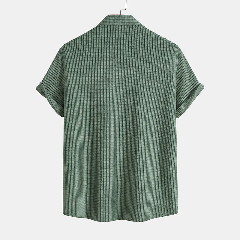 Hombres Conjunto de Camisa de Manga Corta y Pantalones Cortos con Textura de Gofre-Sets for Men-Casaluzia