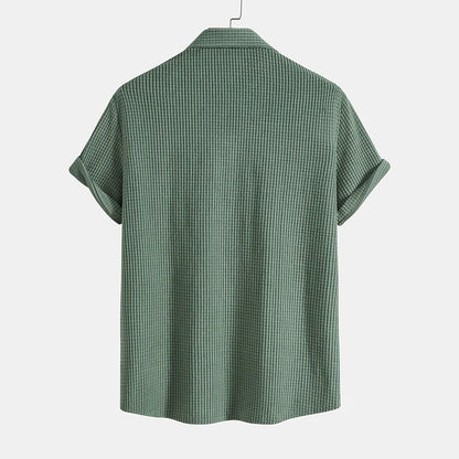 Hombres Conjunto de Camisa de Manga Corta y Pantalones Cortos con Textura de Gofre-Sets for Men-Casaluzia