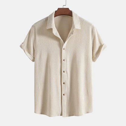 Hombres Conjunto de Camisa de Manga Corta y Pantalones Cortos con Textura de Gofre-Sets for Men-Casaluzia
