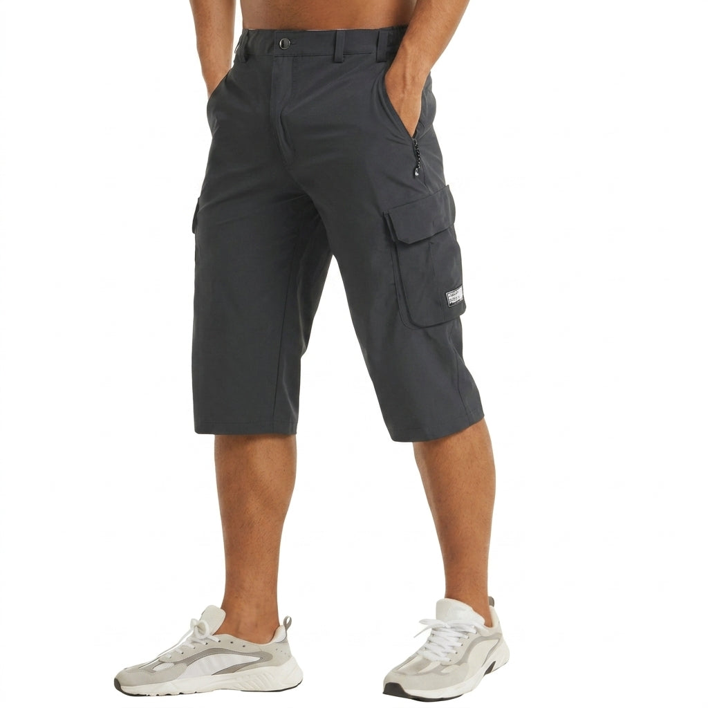 Hombres Pantalones cortos cargo de longitud capri con bolsillos cargo y cremalleras-Shorts for men-Casaluzia