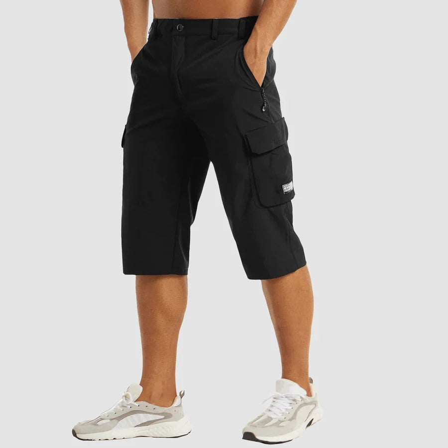 Hombres Pantalones cortos cargo de longitud capri con bolsillos cargo y cremalleras-Shorts for men-Casaluzia