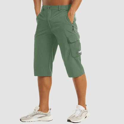 Hombres Pantalones cortos cargo de longitud capri con bolsillos cargo y cremalleras-Shorts for men-Casaluzia