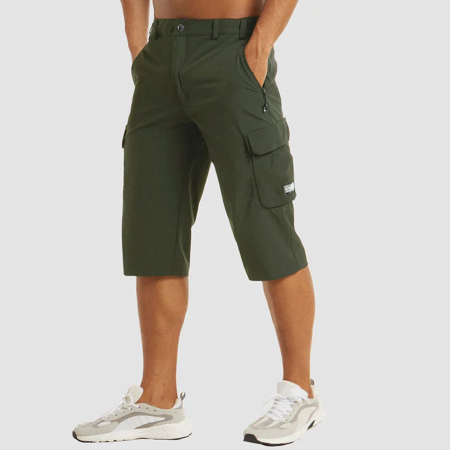 Hombres Pantalones cortos cargo de longitud capri con bolsillos cargo y cremalleras-Shorts for men-Casaluzia