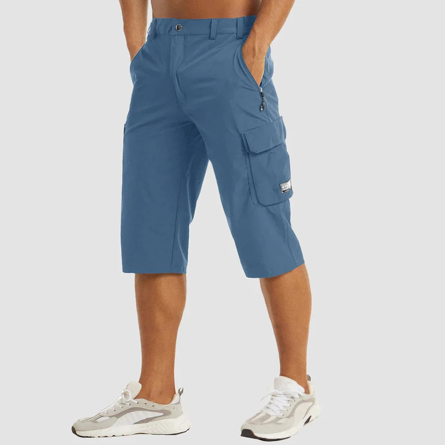 Hombres Pantalones cortos cargo de longitud capri con bolsillos cargo y cremalleras-Shorts for men-Casaluzia