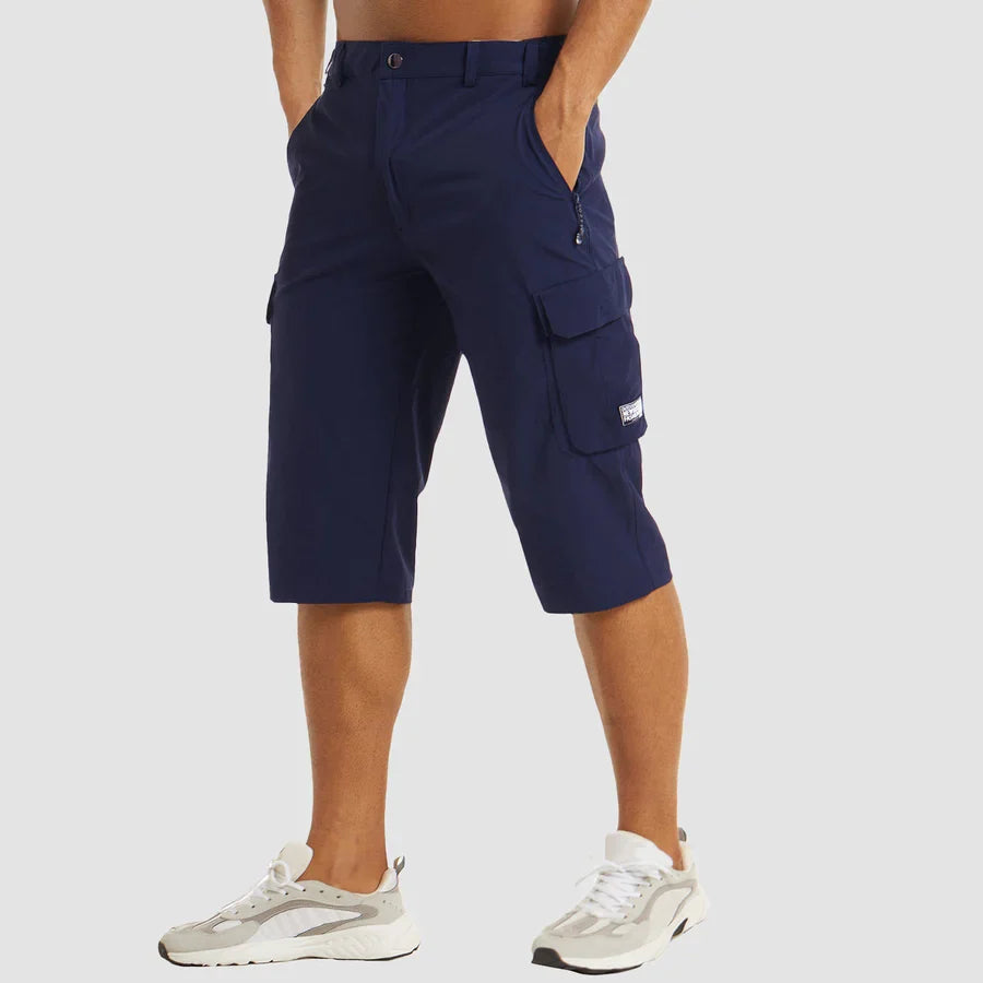 Hombres Pantalones cortos cargo de longitud capri con bolsillos cargo y cremalleras-Shorts for men-Casaluzia