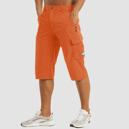 Hombres Pantalones cortos cargo de longitud capri con bolsillos cargo y cremalleras-Shorts for men-Casaluzia