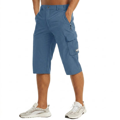 Hombres Pantalones cortos cargo longitud hasta la rodilla con bolsillos laterales y trabillas para cinturón-Shorts for men-Casaluzia