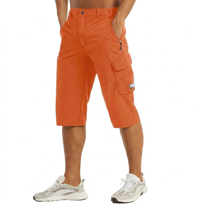 Hombres Pantalones cortos cargo longitud hasta la rodilla con bolsillos laterales y trabillas para cinturón-Shorts for men-Casaluzia