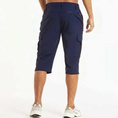 Hombres Pantalones cortos cargo longitud hasta la rodilla con bolsillos laterales y trabillas para cinturón-Shorts for men-Casaluzia