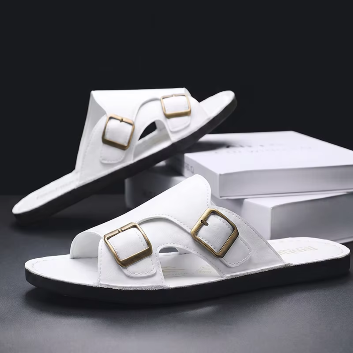 Hombres Sandalias con doble correa y hebillas-Footwear for women-Casaluzia