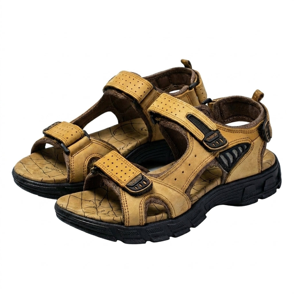 Hombres Sandalias con tres correas ajustables y suela dentada-Footwear for men-Casaluzia