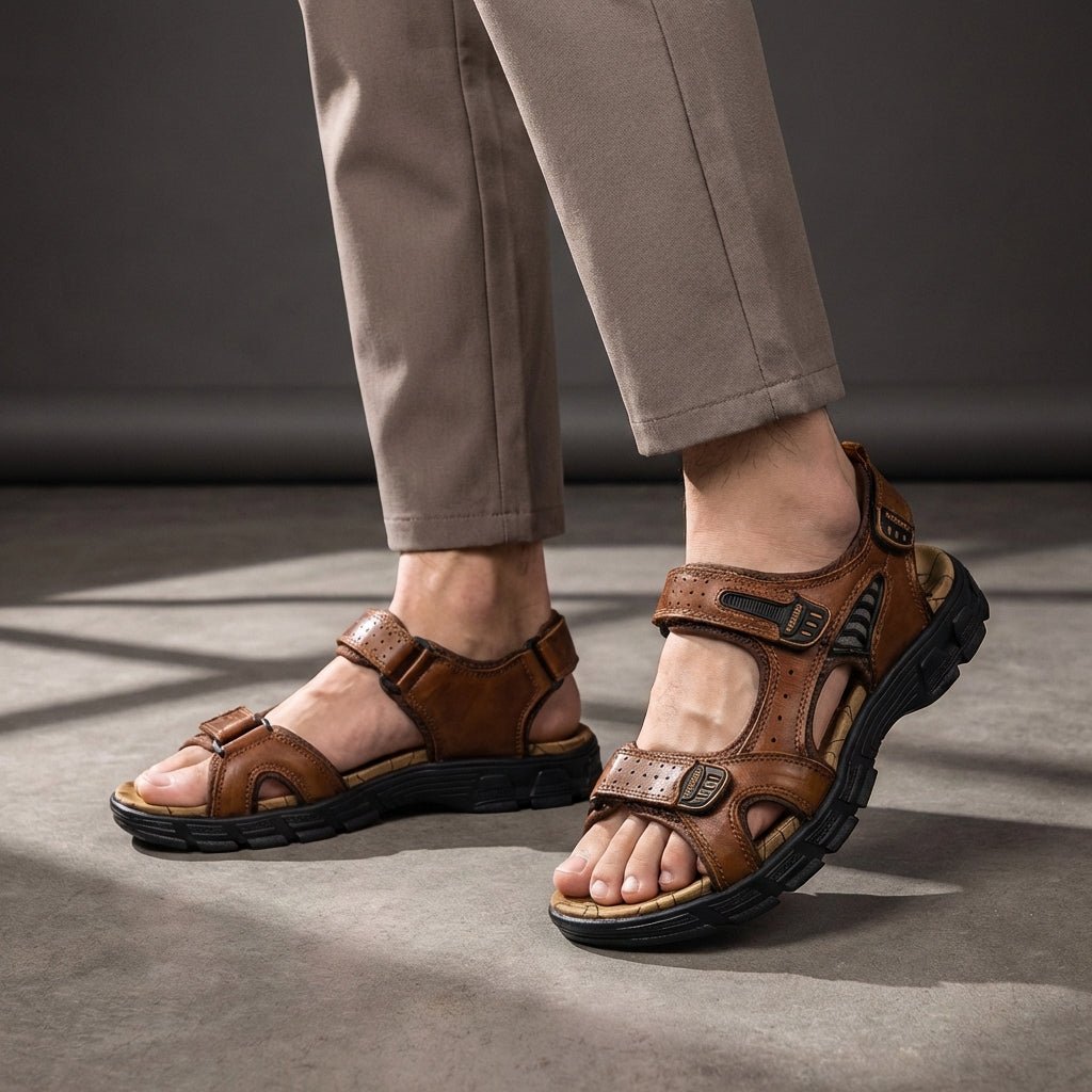 Hombres Sandalias con tres correas ajustables y suela dentada-Footwear for men-Casaluzia