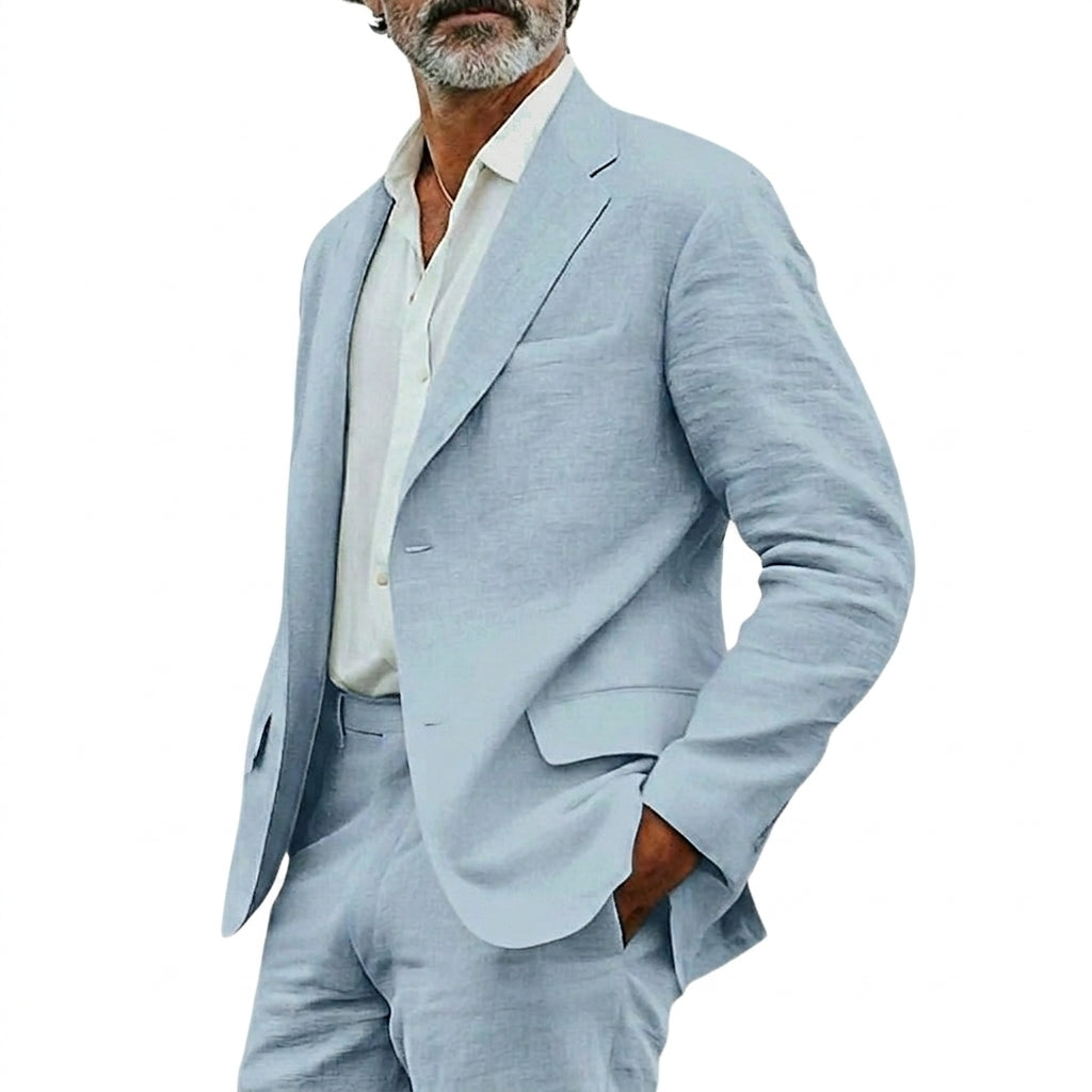 Hombres Traje de dos piezas con chaqueta de solapas de muesca y pantalones con trabillas-Sets for Men-Casaluzia