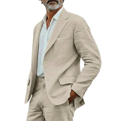 Hombres Traje de dos piezas con chaqueta de solapas de muesca y pantalones con trabillas-Sets for Men-Casaluzia