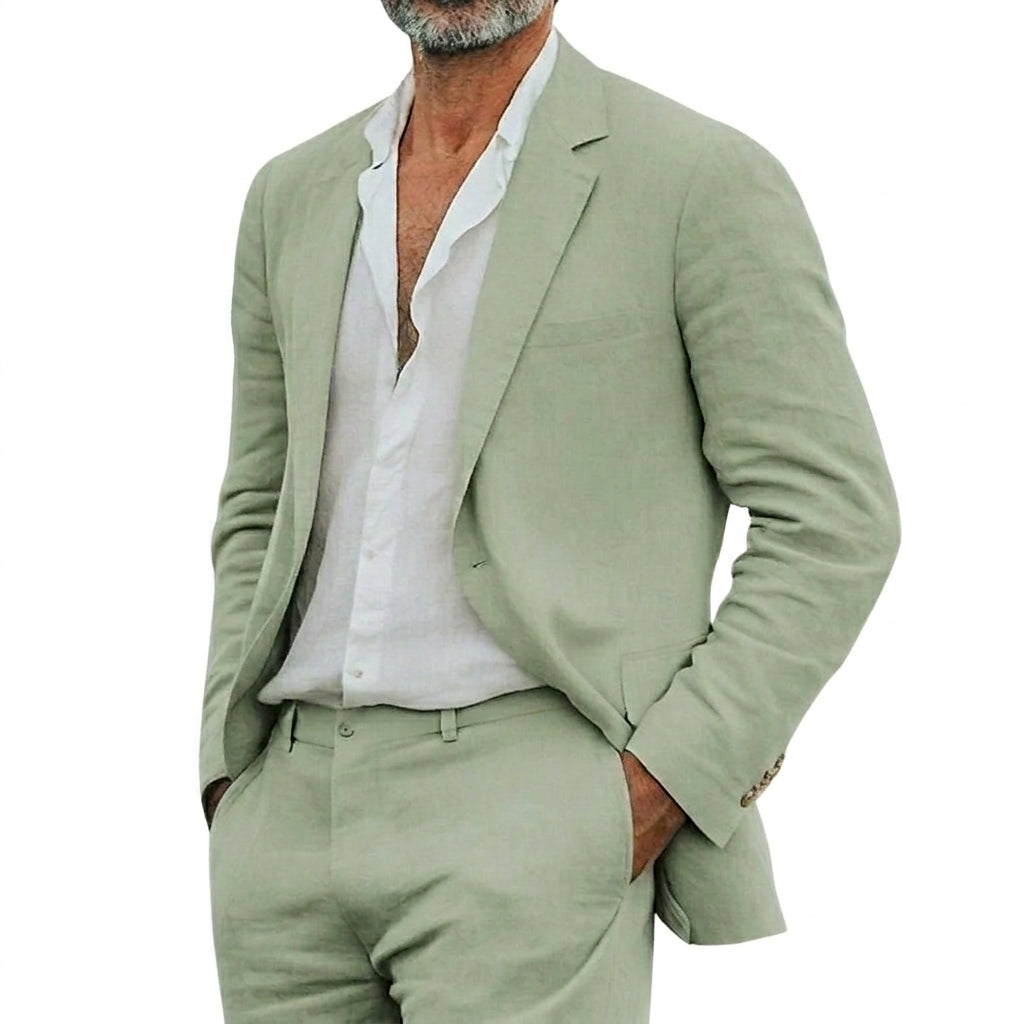 Hombres Traje de dos piezas con chaqueta de solapas de muesca y pantalones con trabillas-Sets for Men-Casaluzia