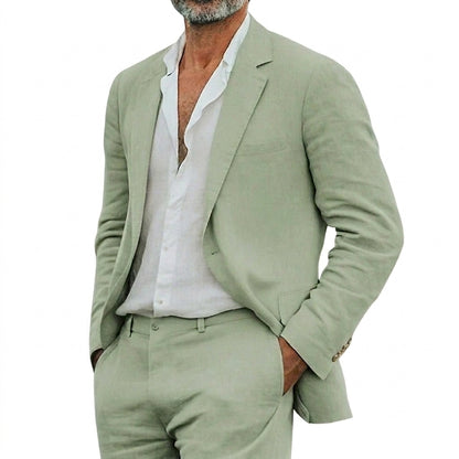 Hombres Traje de dos piezas con chaqueta de solapas de muesca y pantalones con trabillas-Sets for Men-Casaluzia
