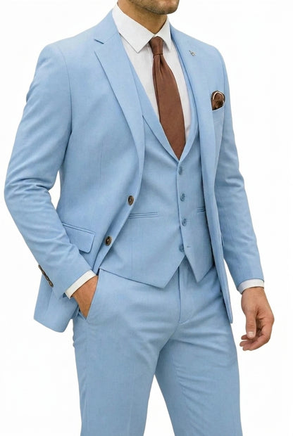 Hombres traje de tres piezas con chaqueta de solapa de muesca, chaleco y pantalones-Sets for Men-Casaluzia