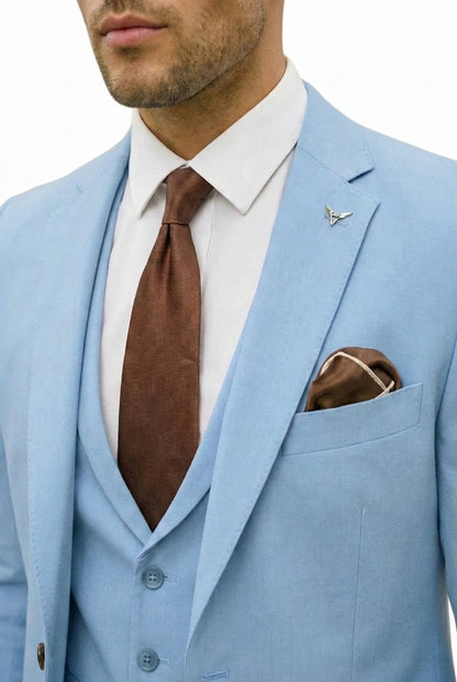 Hombres traje de tres piezas con chaqueta de solapa de muesca, chaleco y pantalones-Sets for Men-Casaluzia