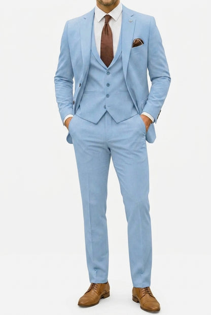 Hombres traje de tres piezas con chaqueta de solapa de muesca, chaleco y pantalones-Sets for Men-Casaluzia