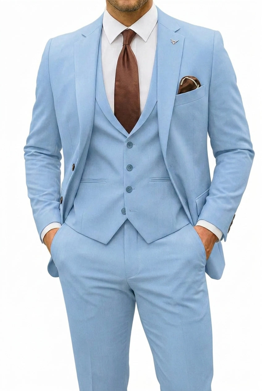Hombres traje de tres piezas con chaqueta de solapa de muesca, chaleco y pantalones-Sets for Men-Casaluzia