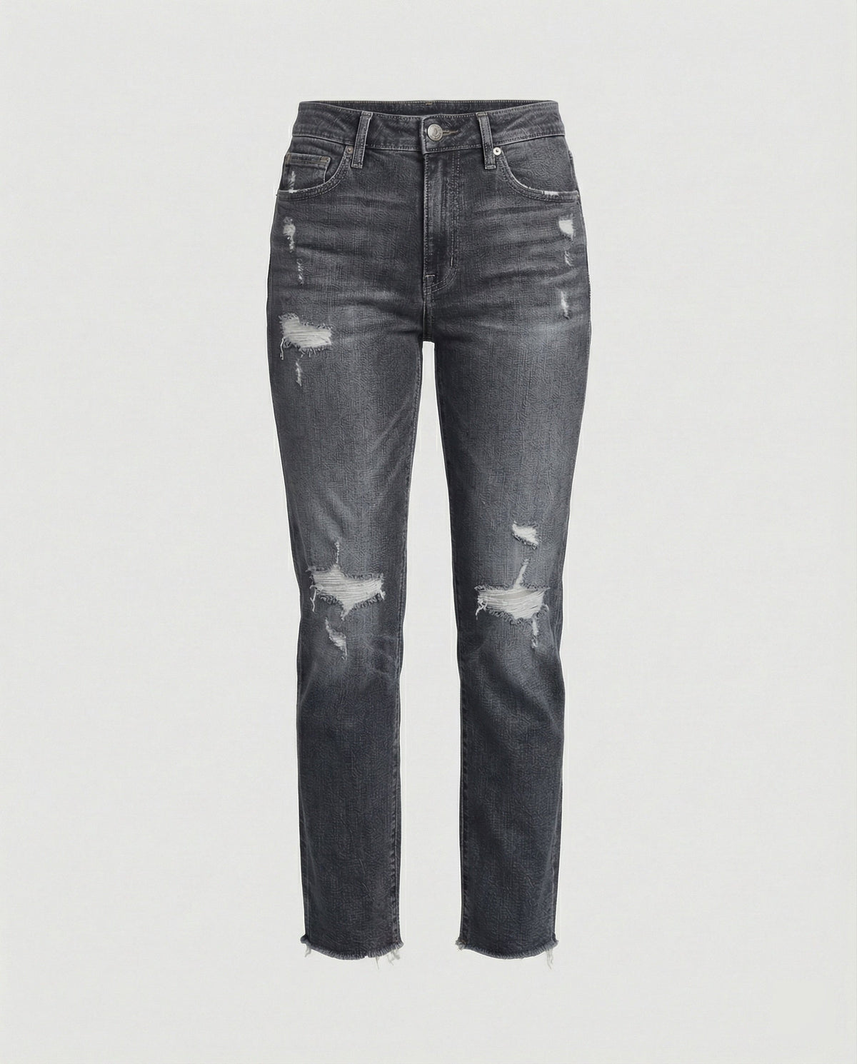 Jeans de corte recto y tiro medio con efecto desgastado para mujer-Pants for Women-Casaluzia
