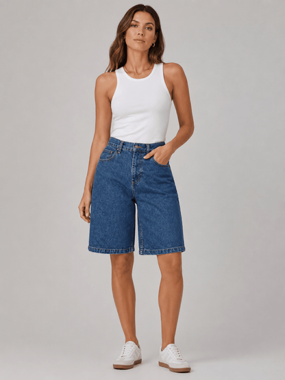 Jorts de mezclilla de tiro alto para mujer-Shorts for women-Casaluzia