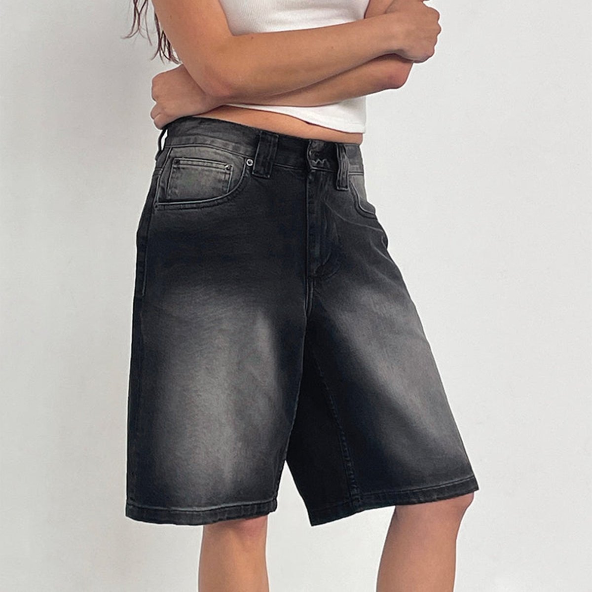 Jorts de mezclilla de tiro alto para mujer-Shorts for women-Casaluzia