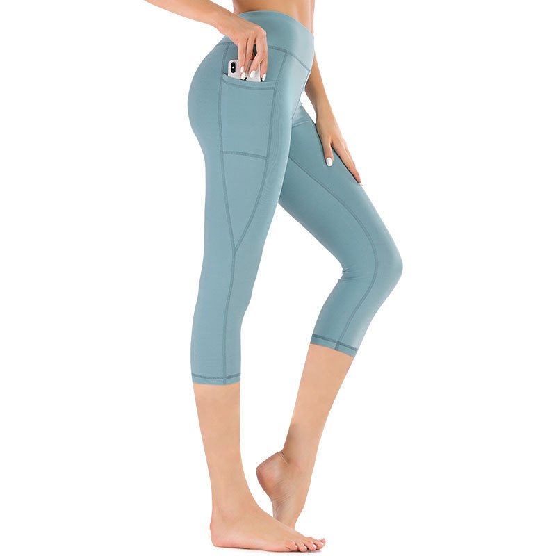 Leggings capri de talle alto para mujer con bolsillo-Leggings for women-Casaluzia