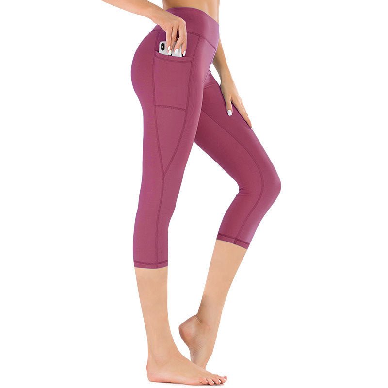 Leggings capri de talle alto para mujer con bolsillo-Leggings for women-Casaluzia